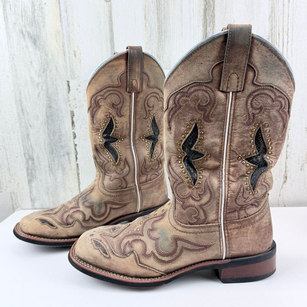 Laredo Spellbound Cowgirl Boots Western Snip Toe Studded 5661 Sz 7.5 M